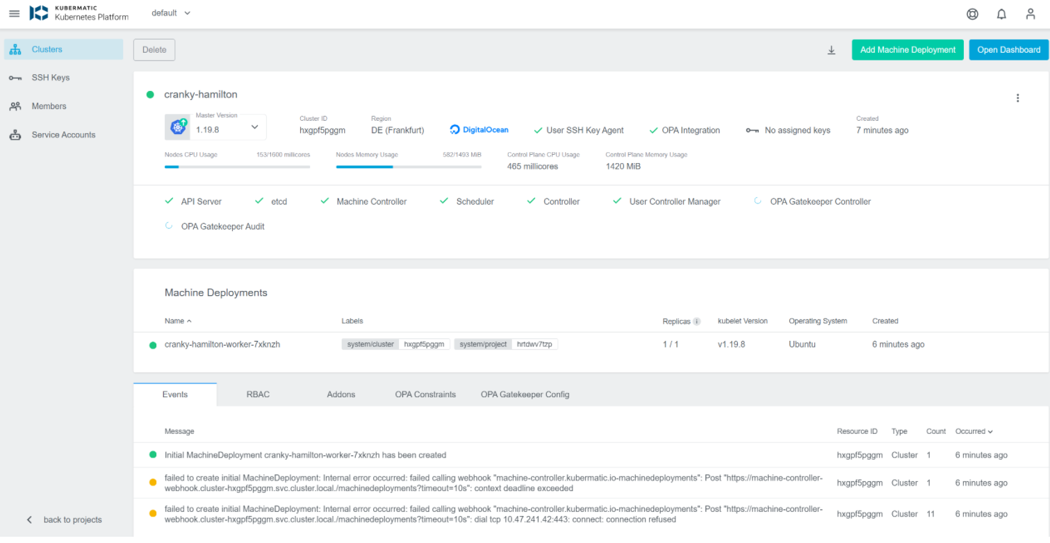 screenshot of Kubermatic Kubernetes Platform